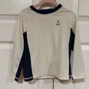 Janie and Jack Long Sleeve Anchor Ocean Swim Shirt Navy Blue/White 2T